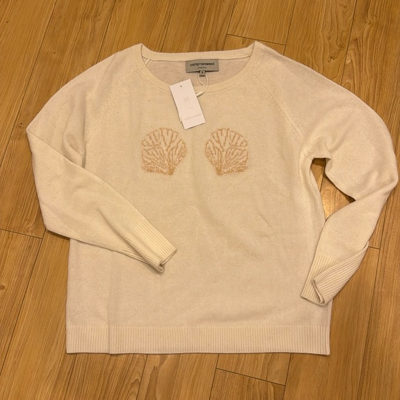 the cashmere broken shell sweater in white - Picture 1 of 4